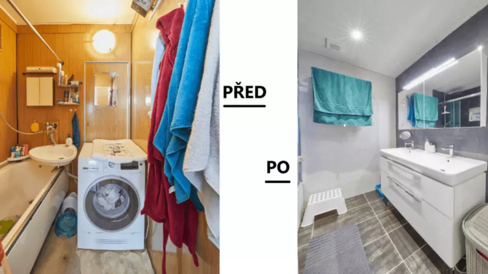 Rekonstrukce koupelny - před a po