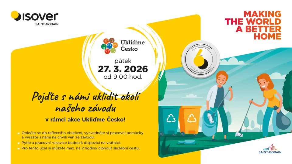 Připojte se! Isover Častolovice zve na tradiční jarní akci Ukliďme Česko 2026